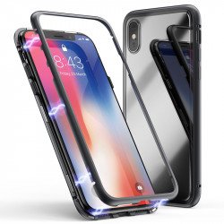 Apple iPhone XS / X Fully Protective Magnetic Absorption Technology Transparent Clear Case (Black)